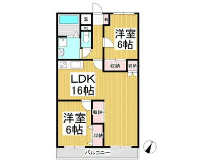 パークヒルズ松川(2LDK/1階)の間取り写真