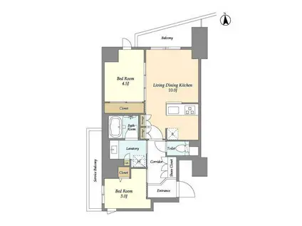 コンフォリア竹ノ塚イースト(2LDK/9階)の間取り写真