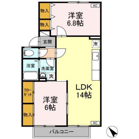 サンドミール(2LDK/2階)の間取り写真
