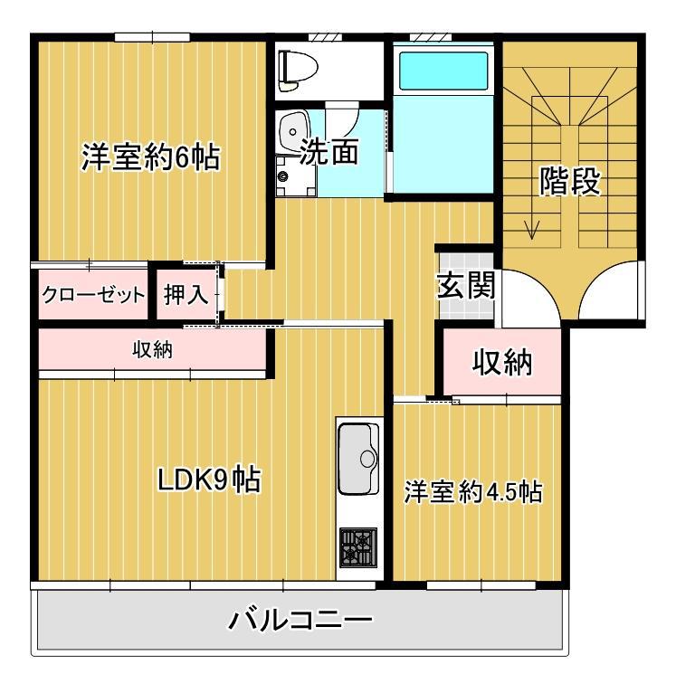 船橋夏見台団地(2LDK/4階)の間取り写真