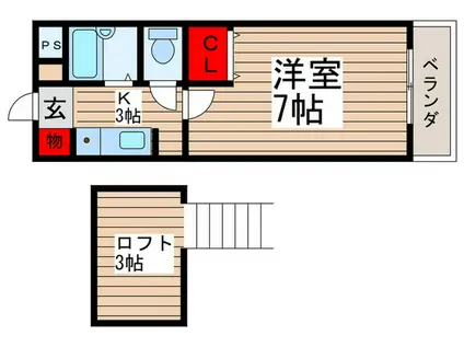 プラム常盤平(1K/2階)の間取り写真