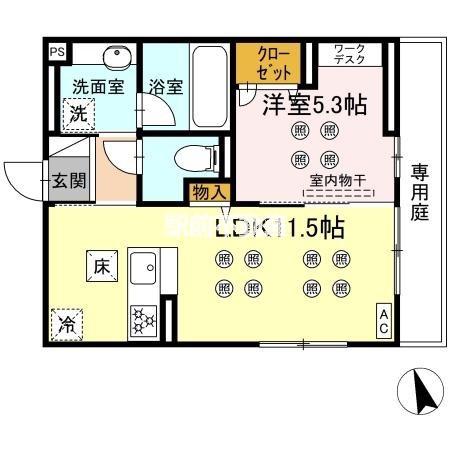 NEW LIFE大保(1LDK/1階)の間取り写真