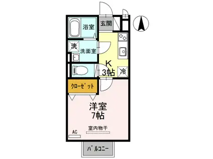 クレール A棟(1K/2階)の間取り写真