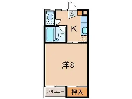 アイビーハウスB(1K/1階)の間取り写真