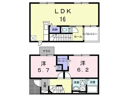 パッサーレ五番館(2LDK/1階)の間取り写真