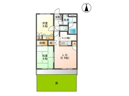 シャンテクレア(2LDK/1階)の間取り写真