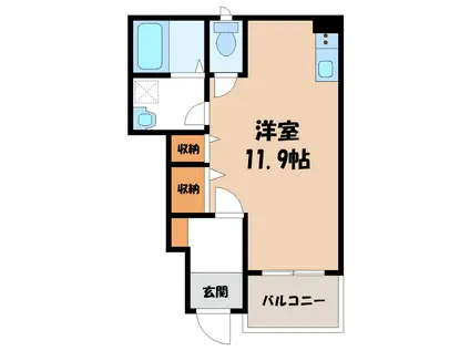 エヴァ―ジュB(ワンルーム/1階)の間取り写真