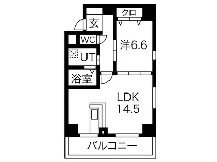 サン東山公園ウエスト(1LDK/8階)の間取り写真