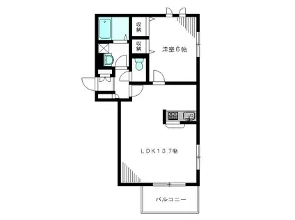 CASA ROSA(1LDK/1階)の間取り写真