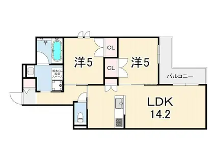 GRAND MASTER 武庫之荘(2LDK/2階)の間取り写真