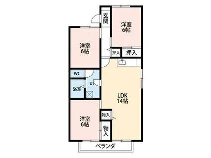 セジュール桂A(3LDK/1階)の間取り写真