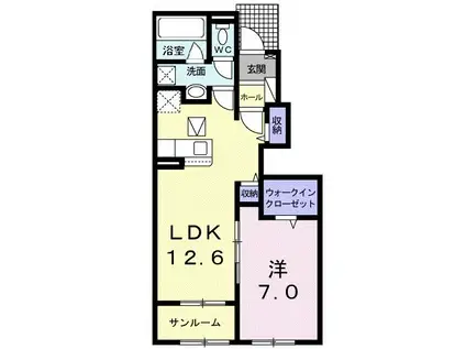 ハウオリ II(1LDK/1階)の間取り写真