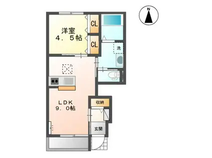サンプレス・ラビアン(1LDK/1階)の間取り写真