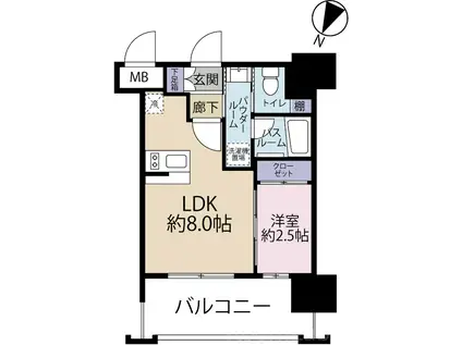 ドゥーエ赤坂(1LDK/7階)の間取り写真