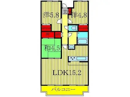 ビューパークヤマモ(3LDK/2階)の間取り写真