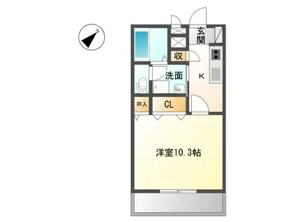 アビリティ上町壱番館(1K/2階)の間取り写真