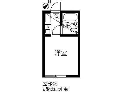 ジョイフル三ツ沢B棟(ワンルーム/2階)の間取り写真