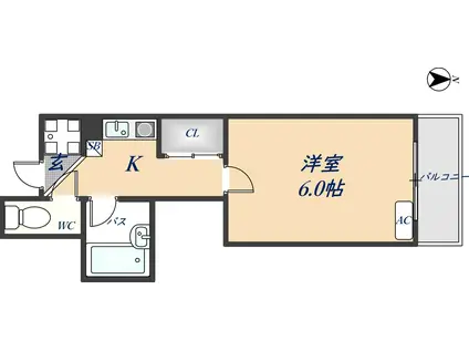 サンビュー(1K/2階)の間取り写真