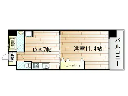 コンプレート古船場(1LDK/6階)の間取り写真