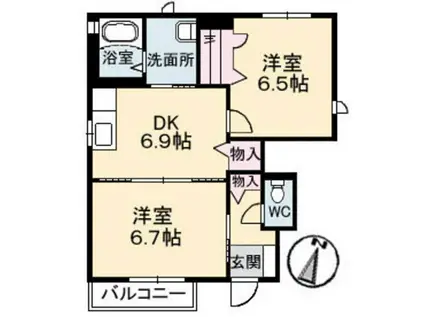 クラヴィエ芳田(2DK/1階)の間取り写真