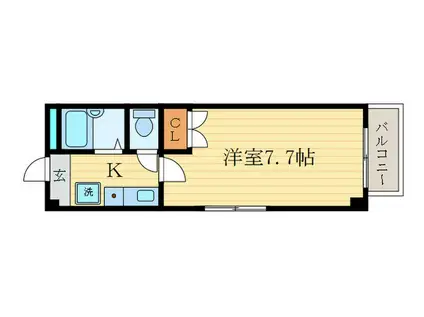 シャトーキャピタル(1K/4階)の間取り写真