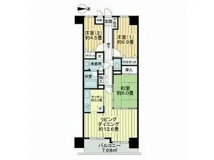 エトワール泉中央(3LDK/1階)の間取り写真