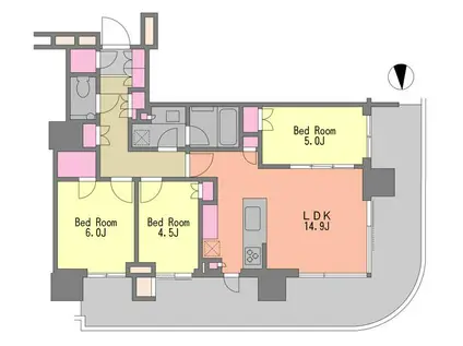 晴海フラッグ PARK VILLAGE T棟(3LDK/3階)の間取り写真