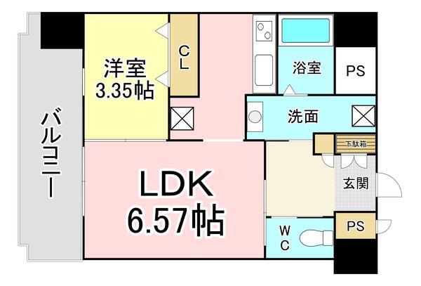 フェリシエ馬借(1DK/8階)の間取り写真