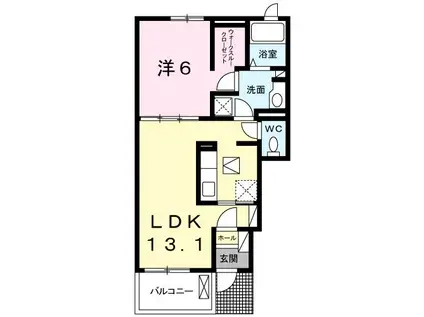 アルカディアVI(1LDK/1階)の間取り写真