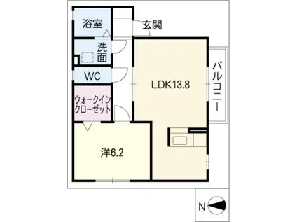 ファミールS・K B棟(1LDK/1階)の間取り写真