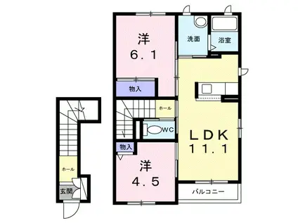 シャーメゾンN(2LDK/2階)の間取り写真
