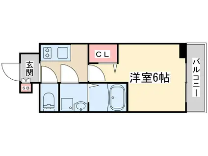 エスリード江坂アンムート(1K/6階)の間取り写真