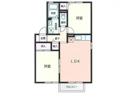エクセル・MITAKEII(2LDK/2階)の間取り写真