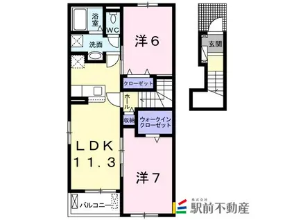 シャルール(2LDK/2階)の間取り写真
