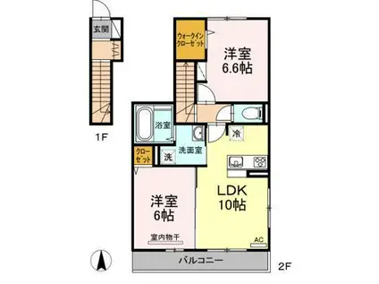 イーストパレス(2LDK/2階)の間取り写真