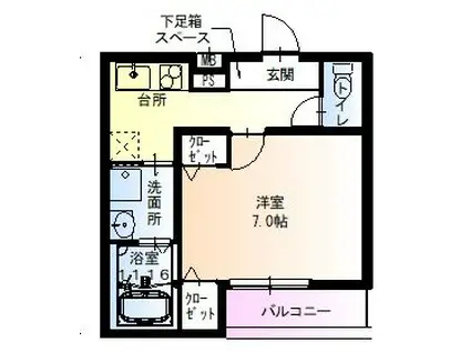 フジパレス垂水町III番館(1K/1階)の間取り写真