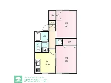 ブロード・スクエアA(2DK/1階)の間取り写真