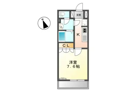 ベルファイブS(1K/2階)の間取り写真