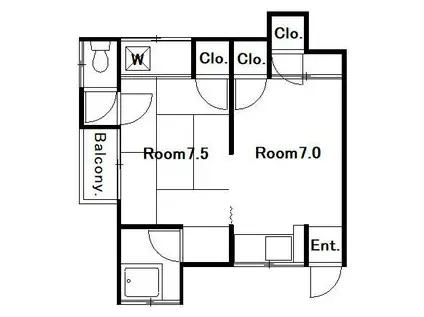 コーポ松島(2K/2階)の間取り写真