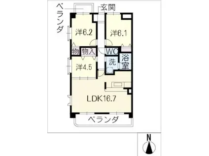 メゾンファミーユ(3LDK/4階)の間取り写真