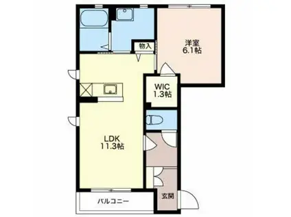 カーティアスC(1LDK/1階)の間取り写真