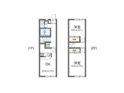 レオパレスヴィレッジ(2DK/1階)の間取り写真