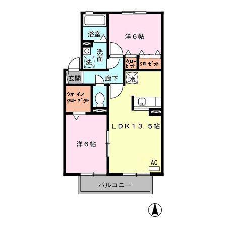グランドウィン ひまわり(2LDK/2階)の間取り写真