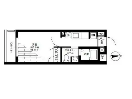 アルテールA棟(1K/2階)の間取り写真