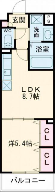 クリエオーレ誉田(1LDK/2階)の間取り写真