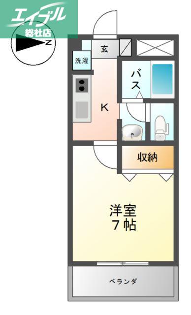 ラピスメドゥー(1K/1階)の間取り写真