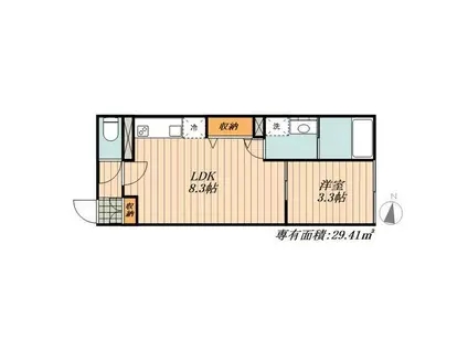 LUORE黒川(1LDK/3階)の間取り写真
