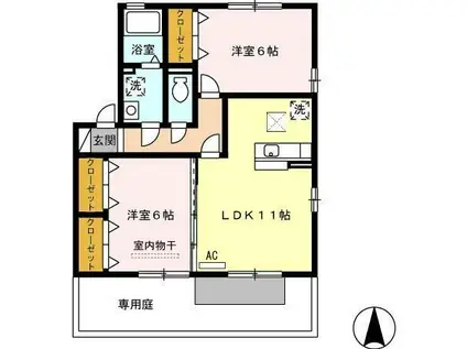 メゾン・リシェス(2LDK/1階)の間取り写真