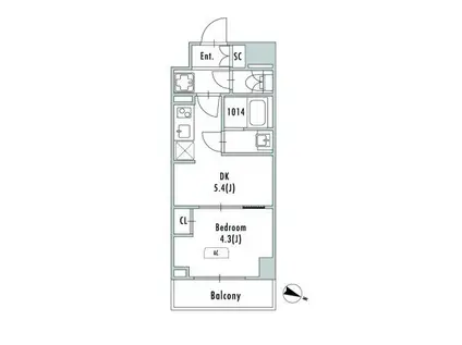 GRANPASEO東十条(1DK/10階)の間取り写真