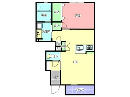 AUBE(1LDK/1階)の間取り写真